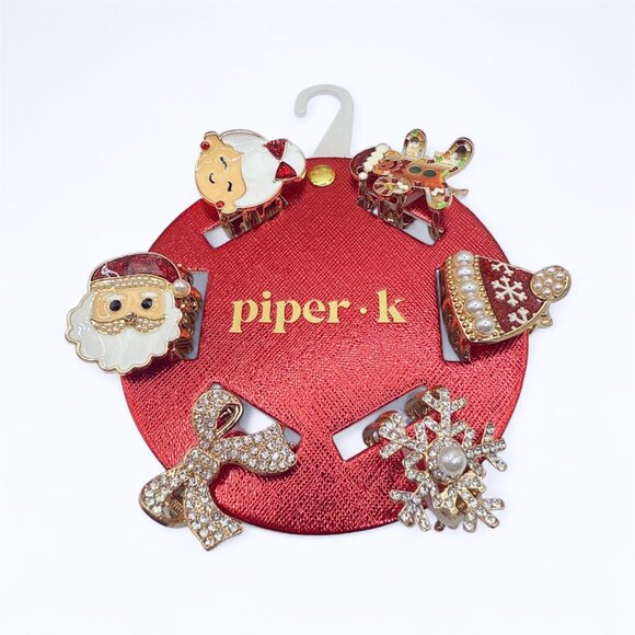NEW 3x Piper K - Christmas Winter Rhinestone & Pearl Embellished Mini Claw Clips - Picture 3 of 5